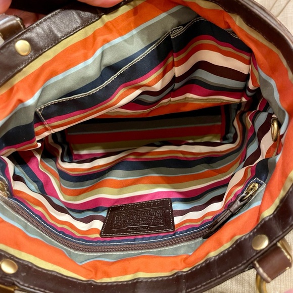 Authentic Coach Lily Legacy Turn Lock Brown Leather Tote Shoulder Bag NICE - Picture 4 of 12